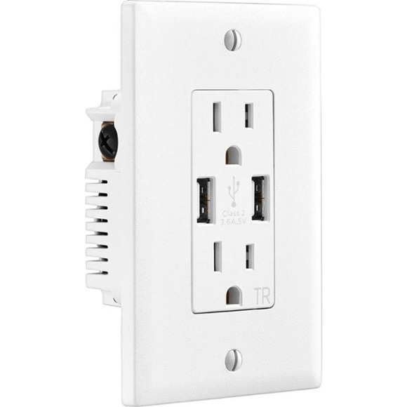 Best Buy essentials™ - 3.6 A USB Charger Wall Outlet - White - Picture 2 of 4